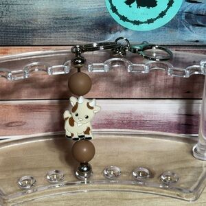 Cute Goat Keychain with Brown Beads